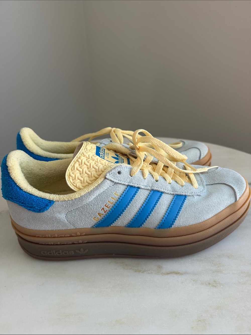 adidas Gazelle Bold Platform Almost Blue and Yellow - Picture 8 of 9